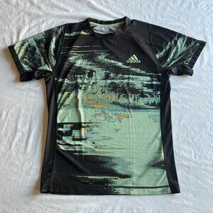 adidas Men's X-Small Black with Green Details Climalite Running Tee
